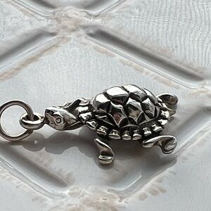 Turtle Charm Vintage Sterling Silver Pendant NOS